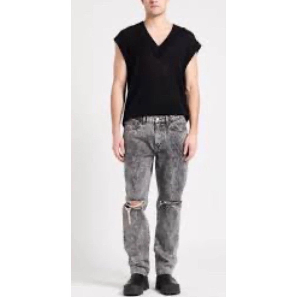 NWT IRO Paris Terri Distressed Straight Jeans Snow Black Acid Wash Men's 31 $335